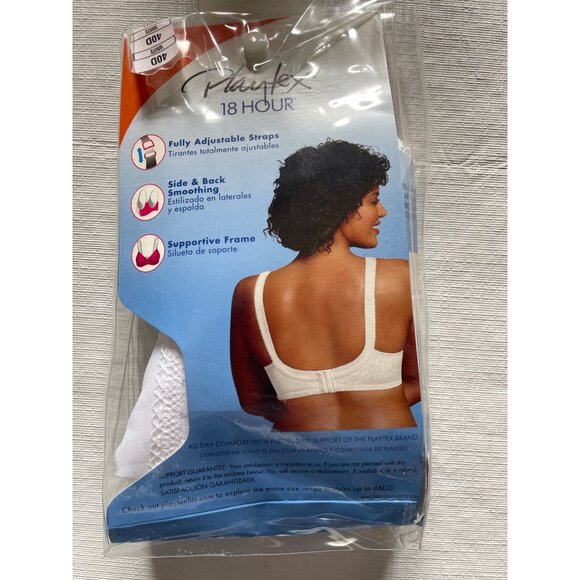 Playtex 18 Hour White Wireless Bra 40D Sensational Support & Comfort - Picture 2 of 9